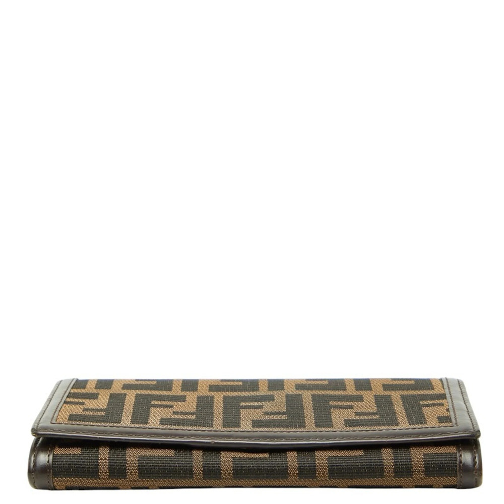 Fendi Zucca Long Wallet 30851 Black Brown Canvas Leather Women's FENDI - Picture 3 of 10